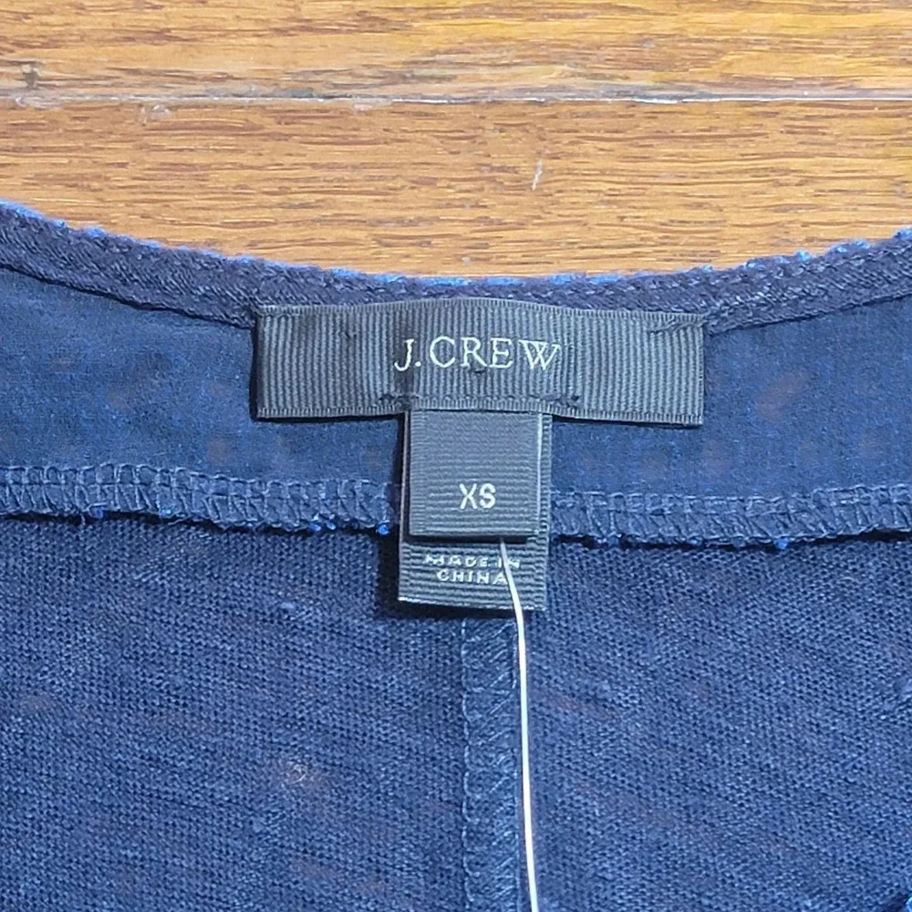 J. Crew Tank Top Blue Lightweight‎ Sleeveless Eyelet Trim Sheer Blouse Sz XS NWT - Picture 5 of 8